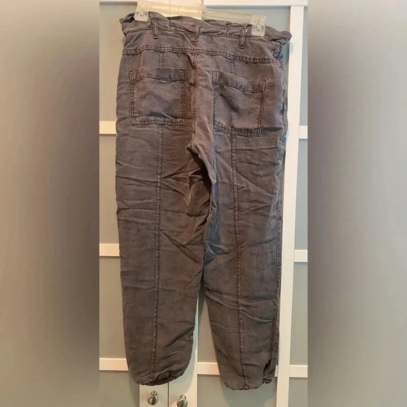 Anthropologie Utility Style Linen Blend Charcoal Gray Pants Women’s Small EUC - Picture 5 of 9